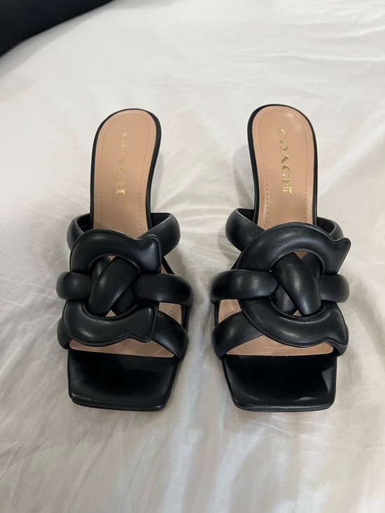 Coach Shoes - Coach Black Knotted Leather Slide Mules